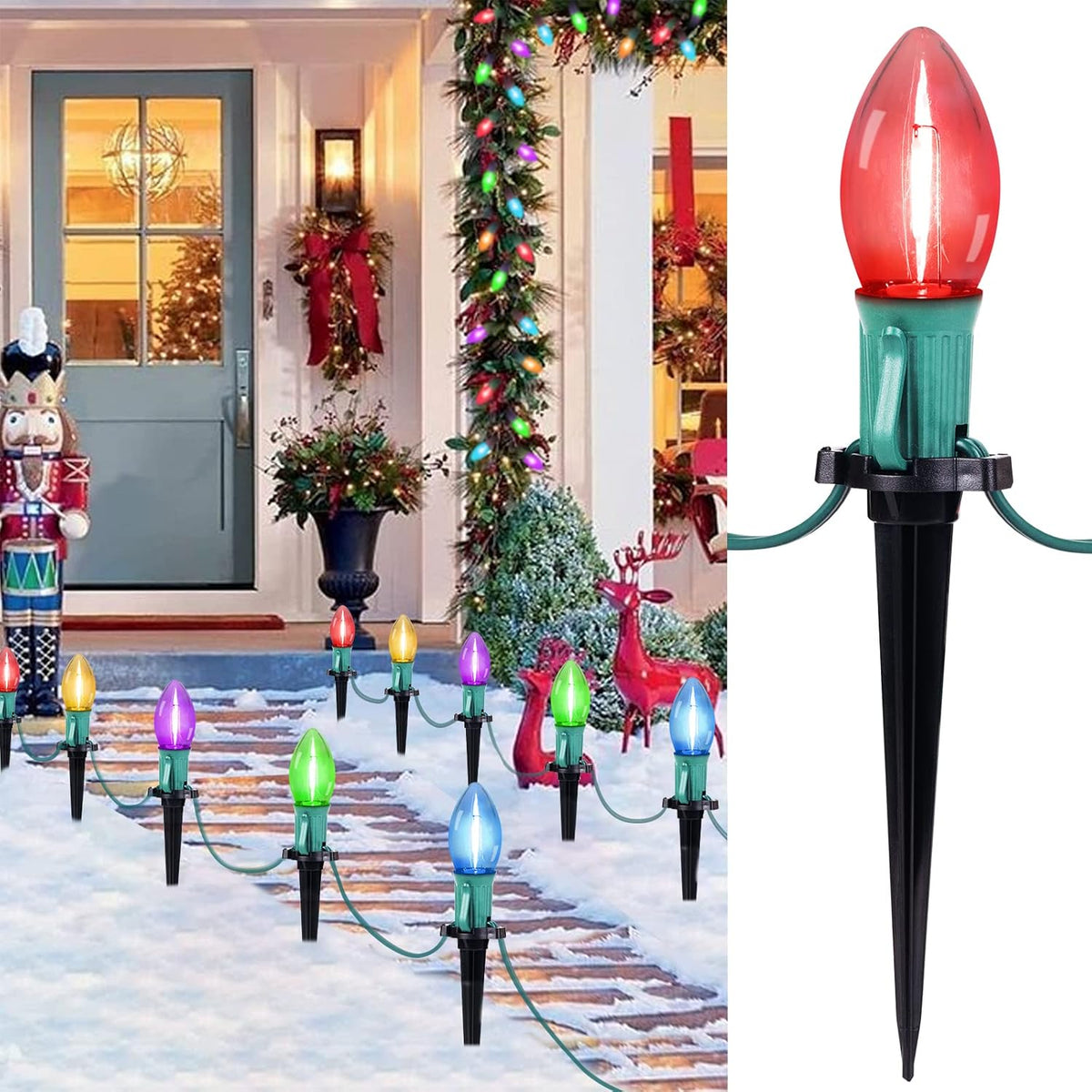 Outdoor C9 Christmas Pathway Lights with Stakes