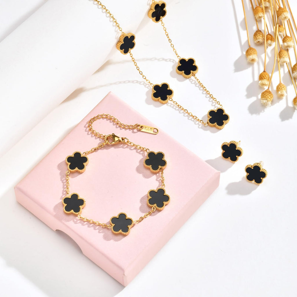 18K Gold-Plated Stainless Steel Floral Jewelry Set