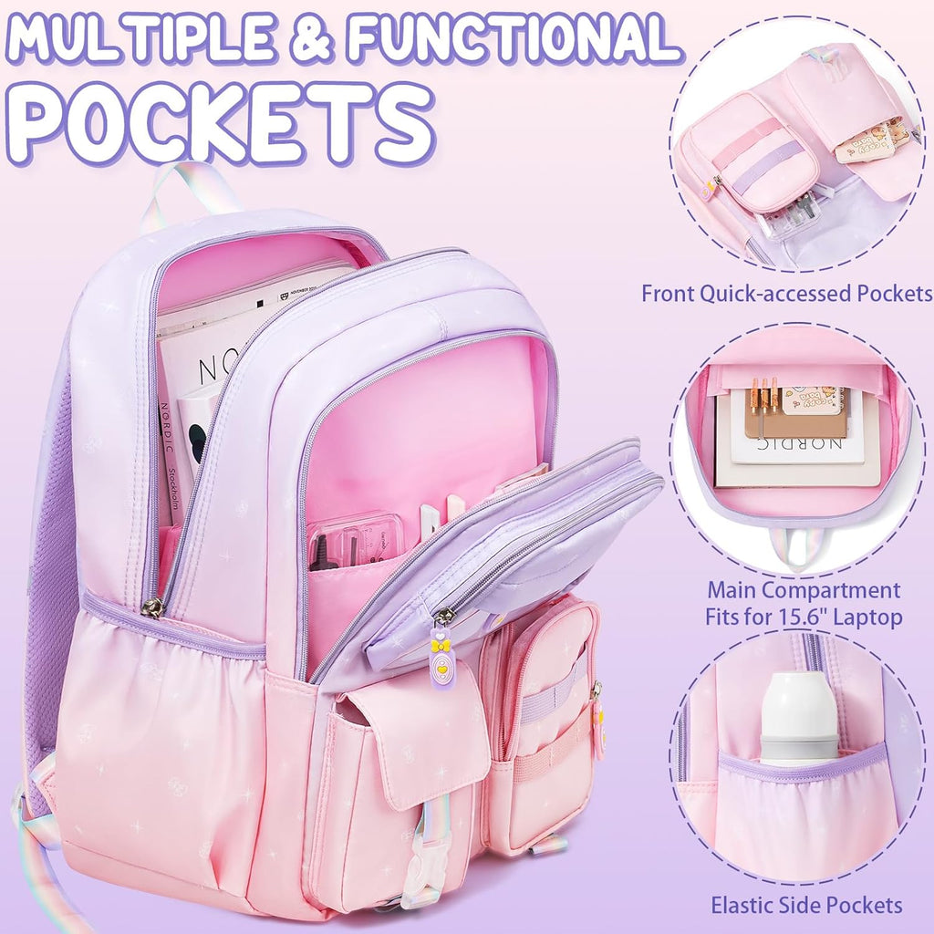 Girls’ School Backpack & Lunch Box Set, 3 Pieces