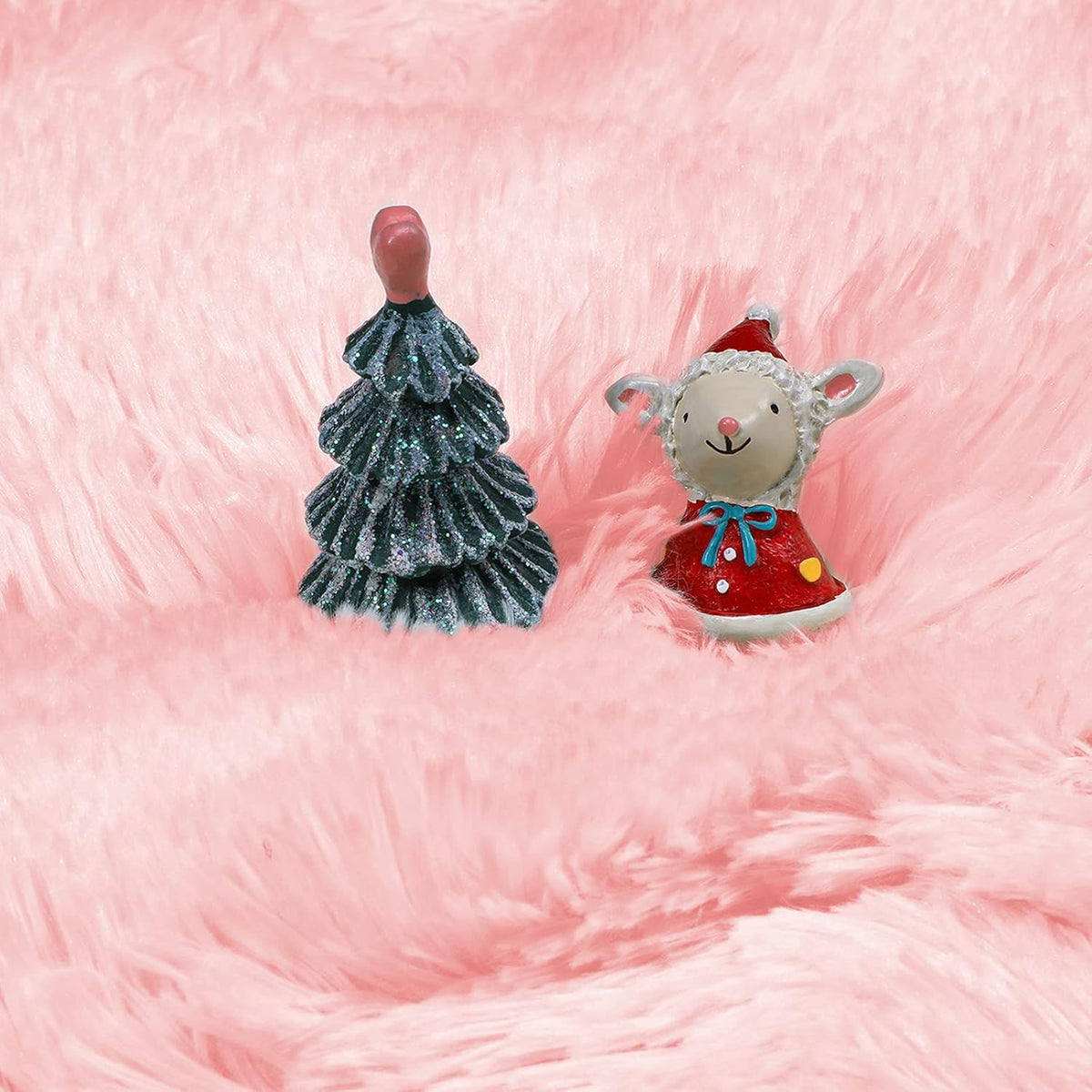 Amdrebio Light Pink Fluffy Round Bedroom Rug — 4 ft