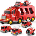 5-in-1 Fire Rescue Vehicle Carrier Toy Set