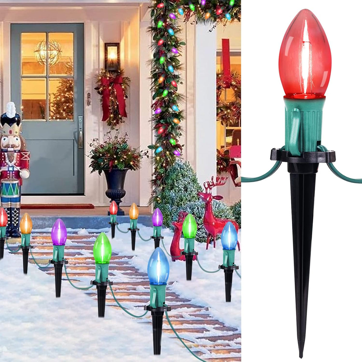 Outdoor C9 Christmas Pathway Lights with Stakes
