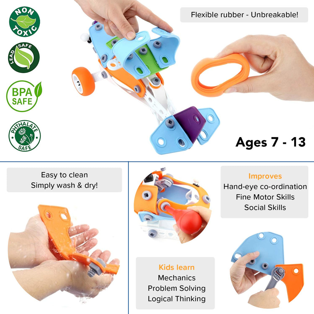 7-in-1 STEM Construction Building Set – 163 Pieces