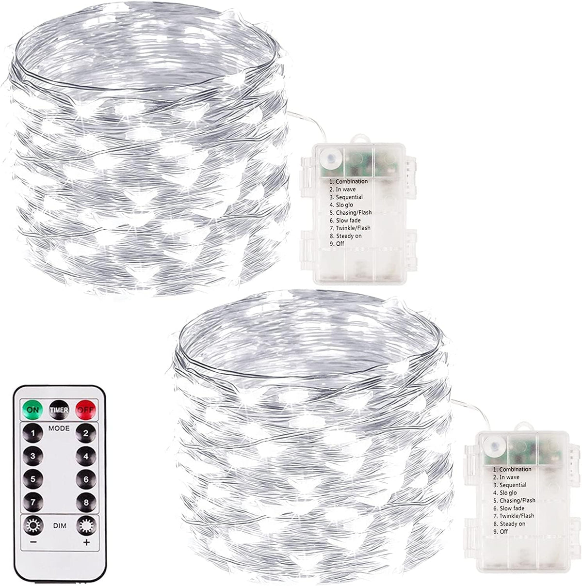 Battery-Powered LED Fairy String Lights with Timer
