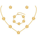 18K Gold-Plated Stainless Steel Floral Jewelry Set