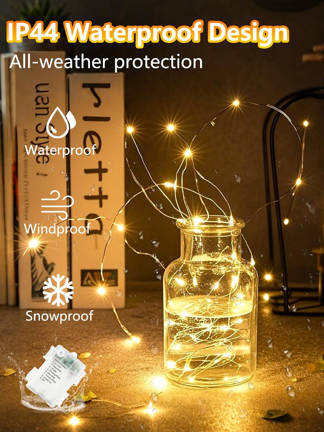 Battery-Powered LED Fairy String Lights with Timer
