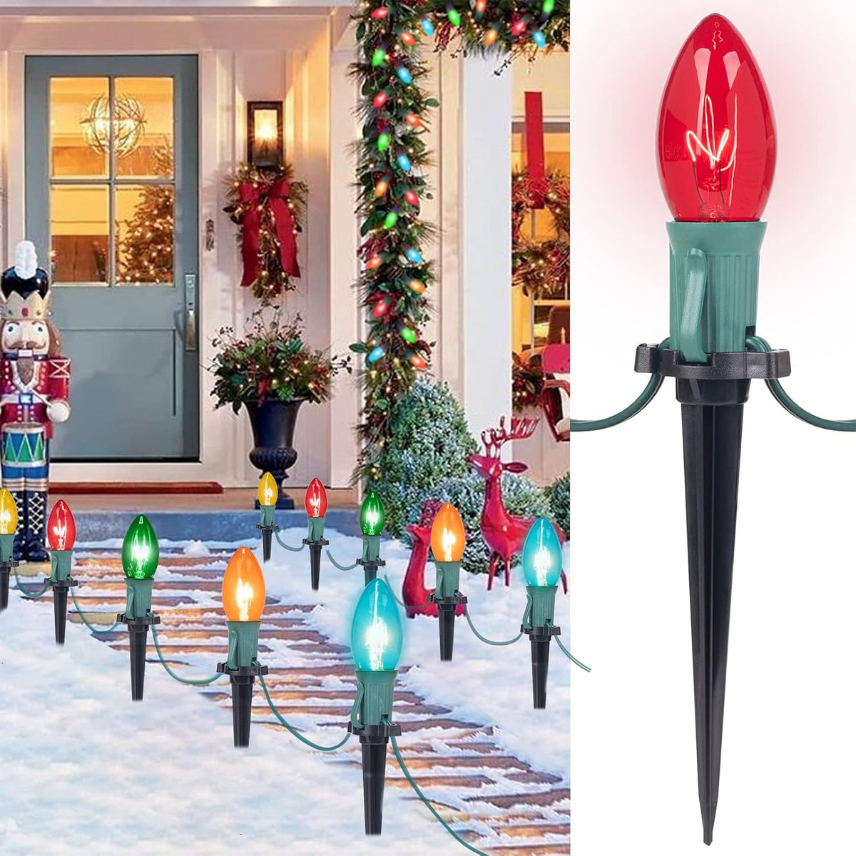 Outdoor C9 Christmas Pathway Lights with Stakes