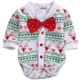 Baby Christmas Romper & Cardigan Set with Red Bow Tie