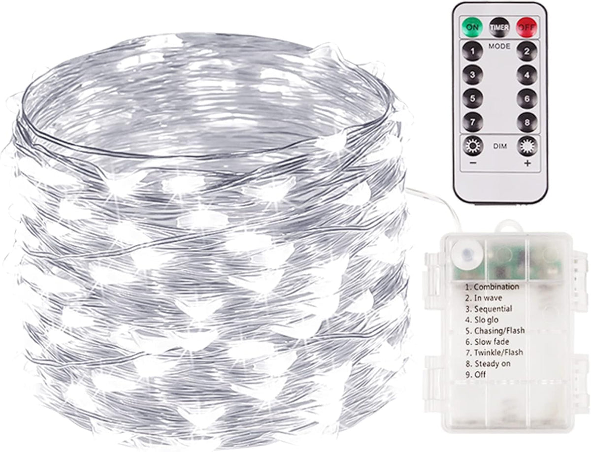 Battery-Powered LED Fairy String Lights with Timer