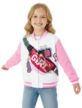 Girls' Pale Pink Varsity Bomber Jacket – Size 7–8