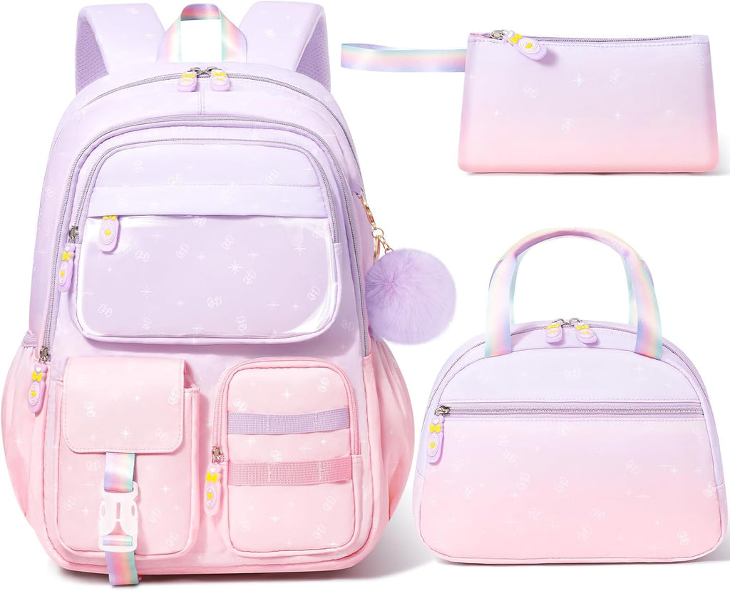 Girls’ School Backpack & Lunch Box Set, 3 Pieces
