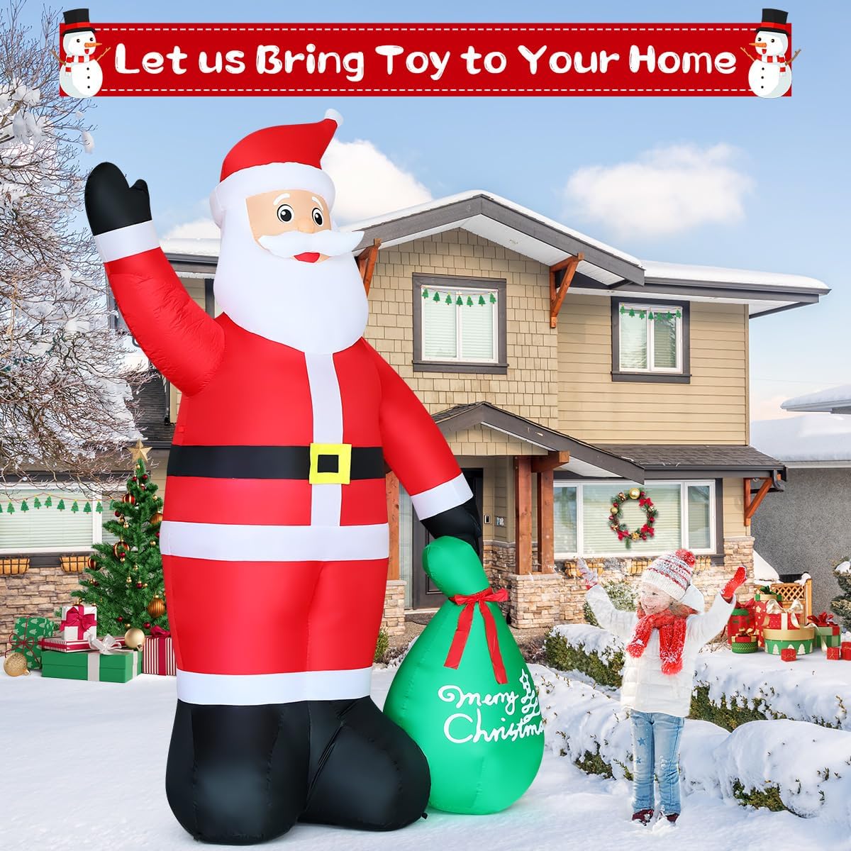 GOOSH 10.3 ft Waving Christmas Inflatable Santa Decorations