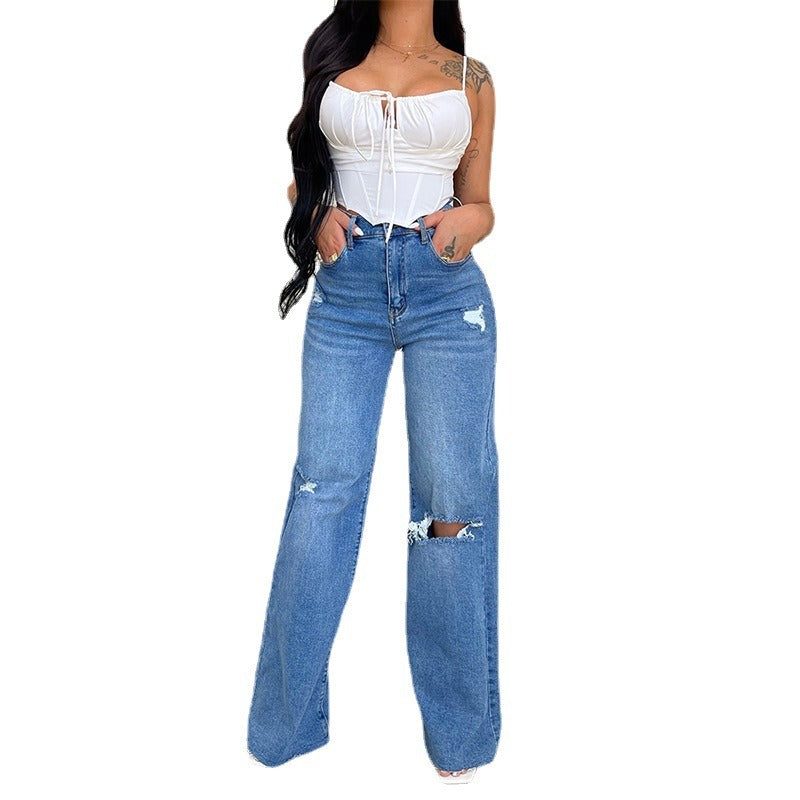 Women's Plus Size Wide-Leg Denim High-Waist Jeans