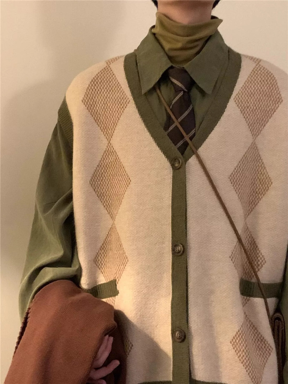 Men's Argyle Knit Button-Up Sweater Vest