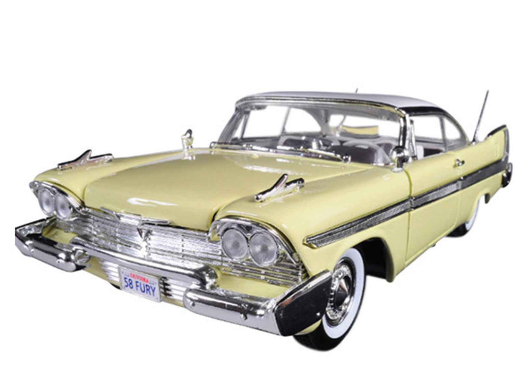 Motormax 1958 Plymouth Fury Die-Cast Car, 1:18 — Yellow & White