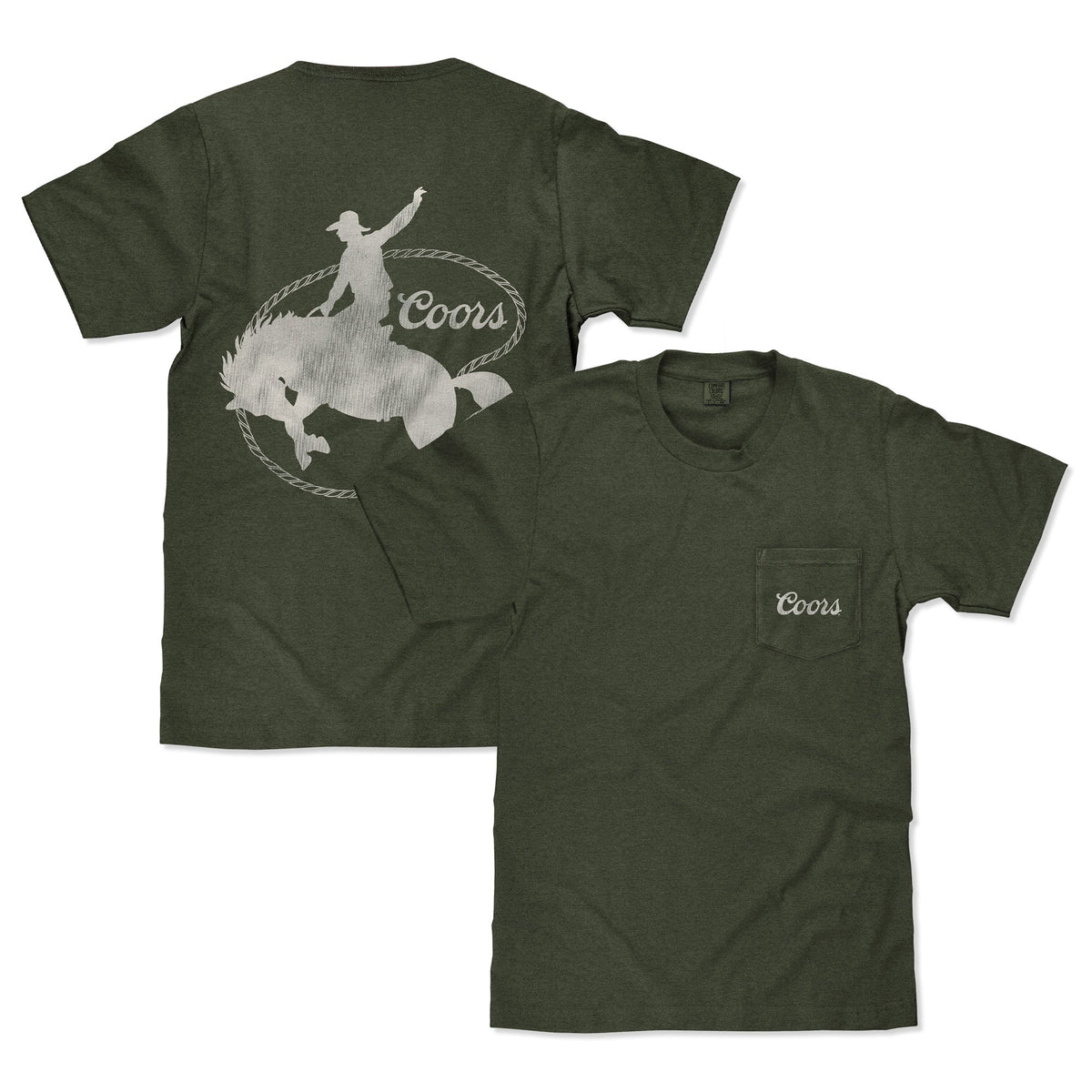 Coors Rodeo Cowboy Pocket T-Shirt – Moss Green