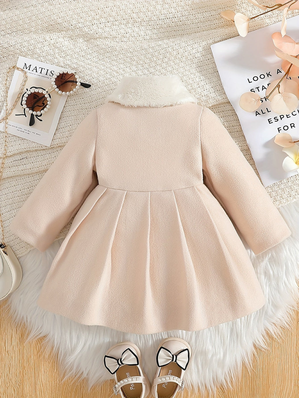 Baby Girls’ Fleece Turtleneck Jacket with Bow