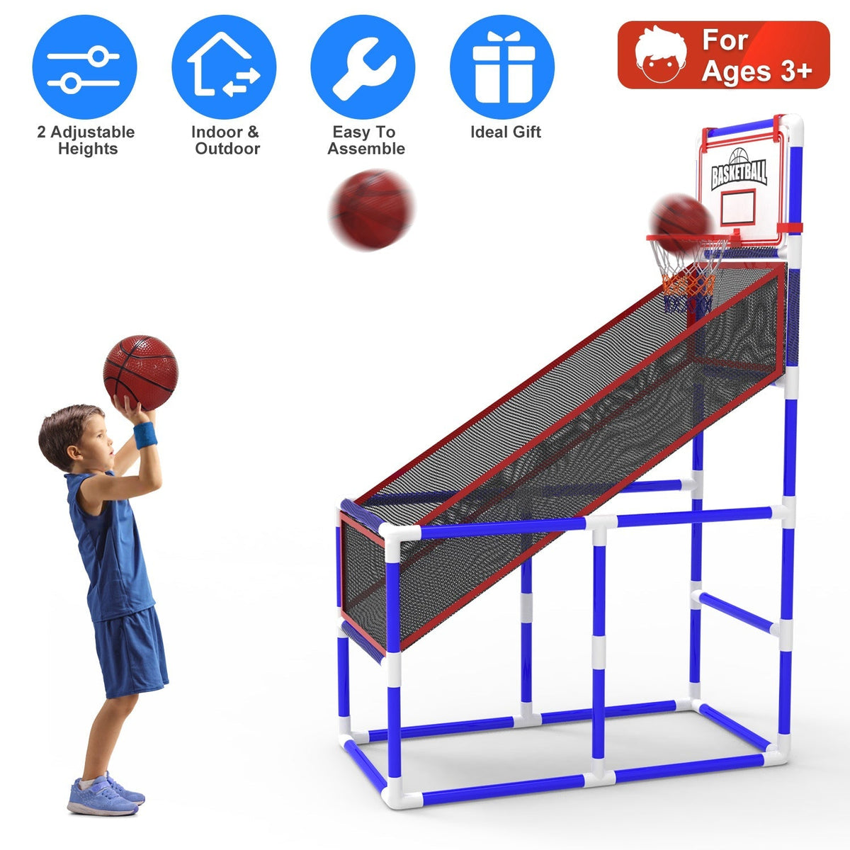 Kids' Adjustable Basketball Arcade Game Set