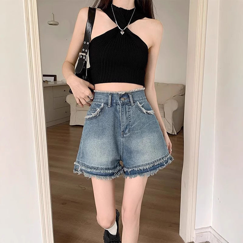 Women's Plus Size Wide-Leg Denim High-Waist Pants