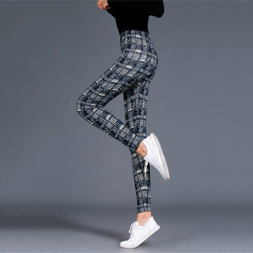 Women's Plus Size Plaid High-Waist Leggings