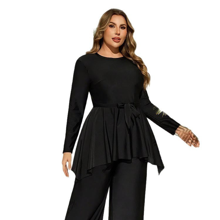 Women's Plus Size Strapless Two-Piece Swim Dress Set