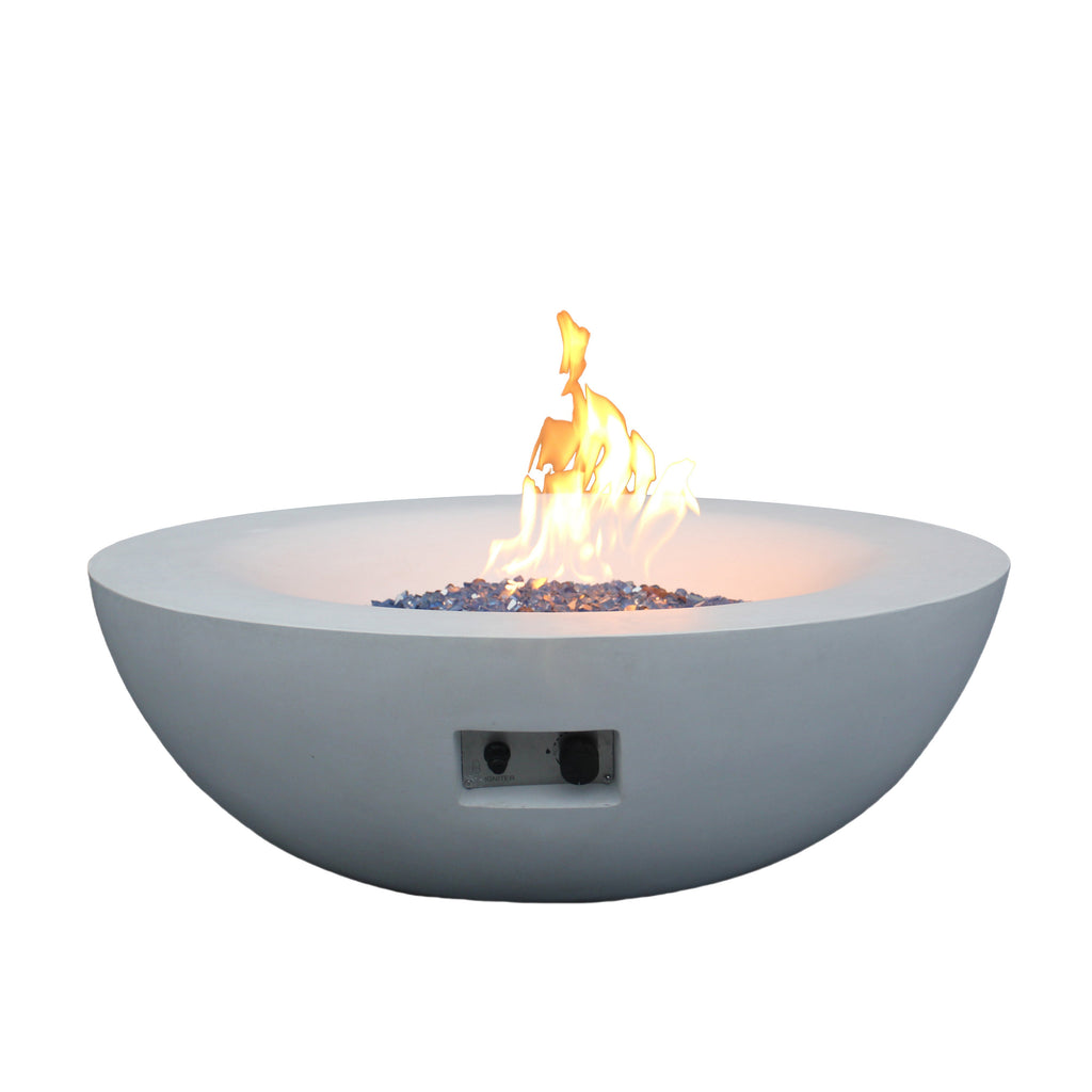 42-Inch Outdoor Concrete Propane Fire Pit Bowl – Antique White