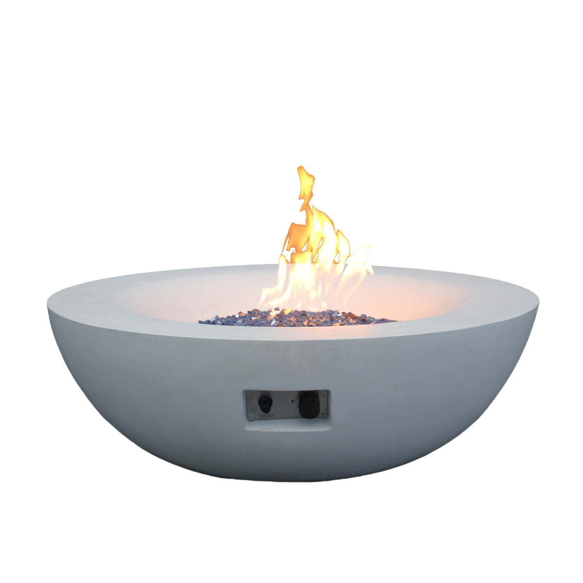 42-Inch Outdoor Concrete Propane Fire Pit Bowl – Antique White