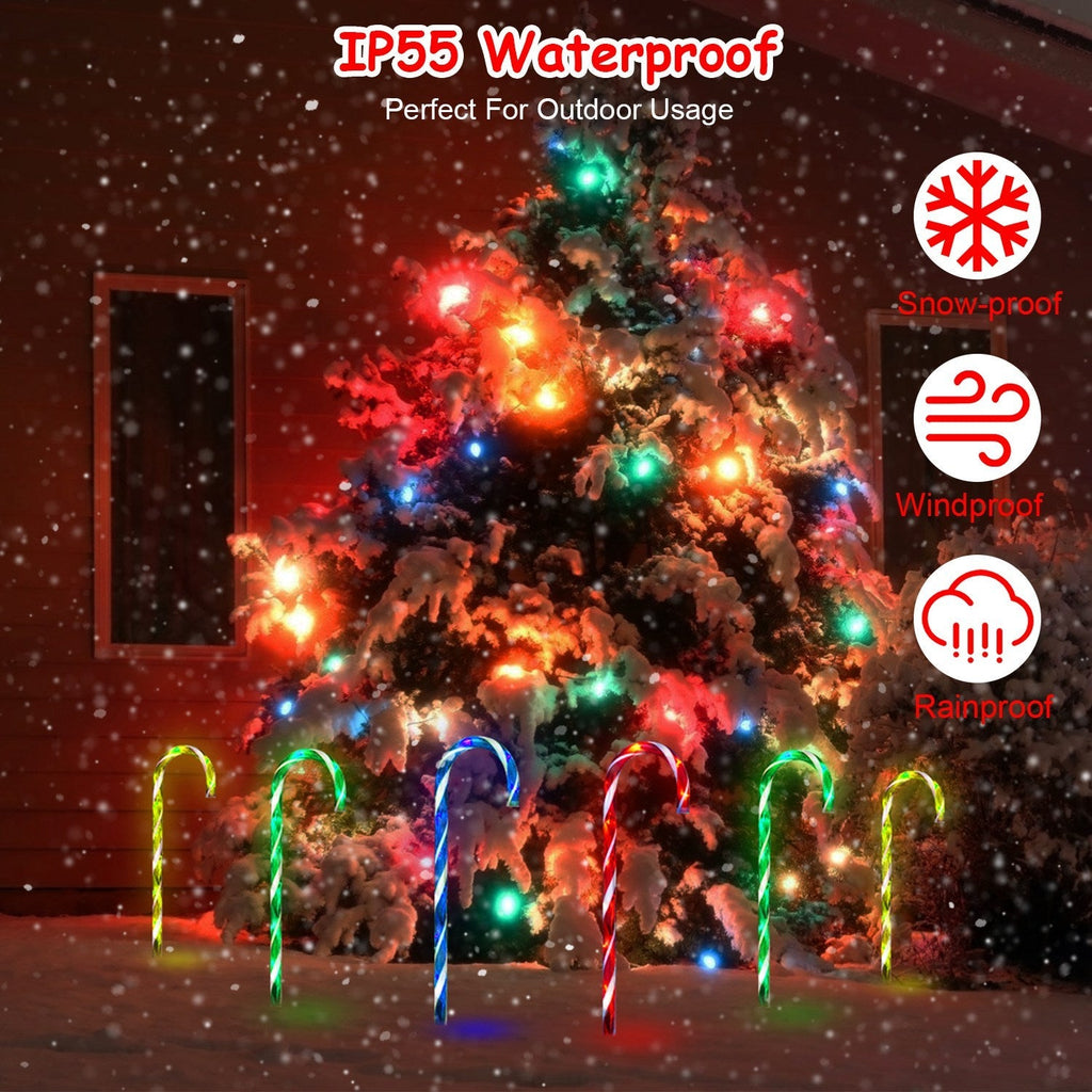 Solar Christmas Candy Cane Light IP55 Waterproof Stake Light Lamp for Patio Yard Garden Pathway