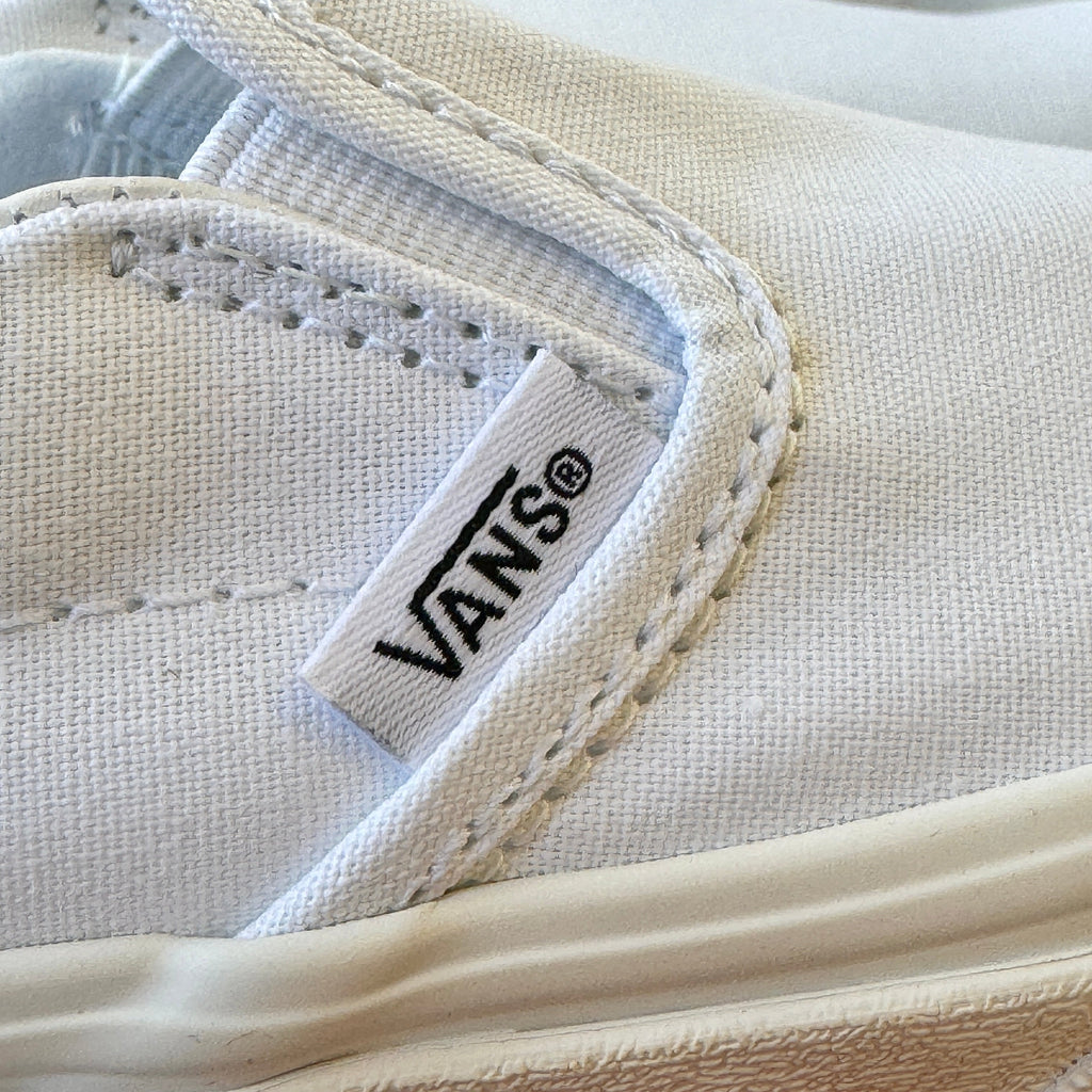 Vans Kids’ Classic Slip-On Sneakers — All White, New