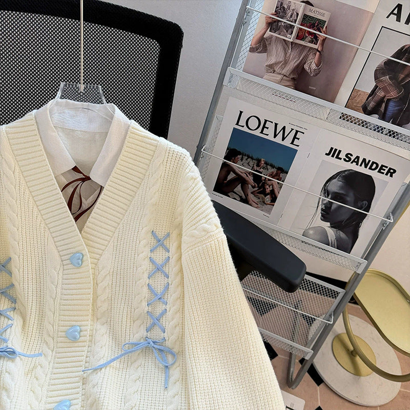 Women's Heart-Button Knit Cardigan