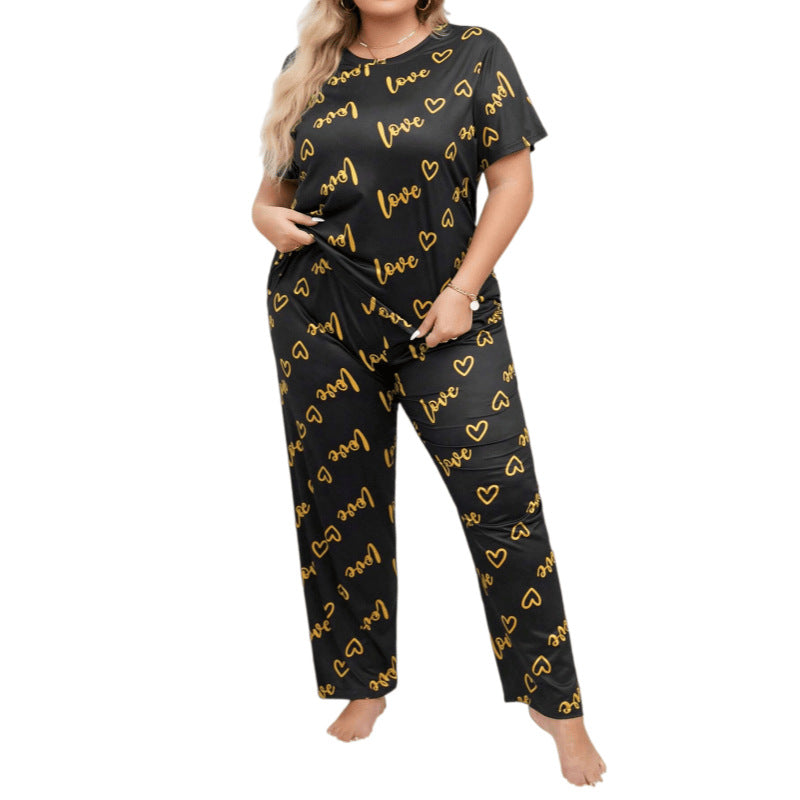 Women's Plus Size Heart-Print Pajama Set