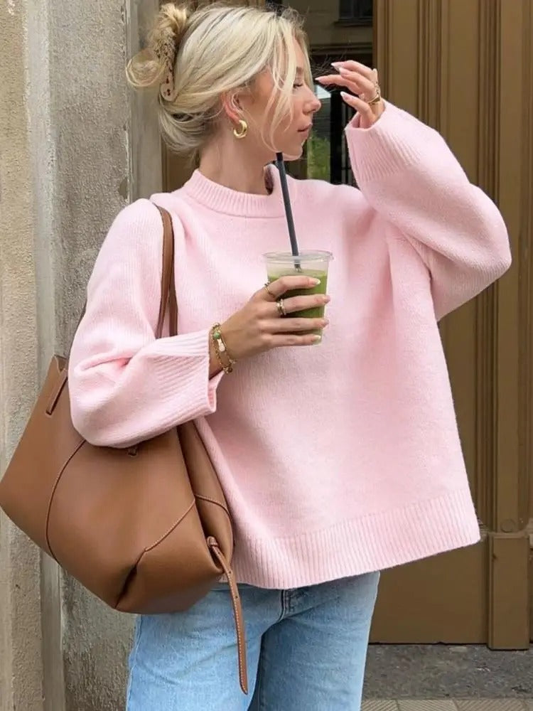 Women’s Pink Crewneck Knit Sweater