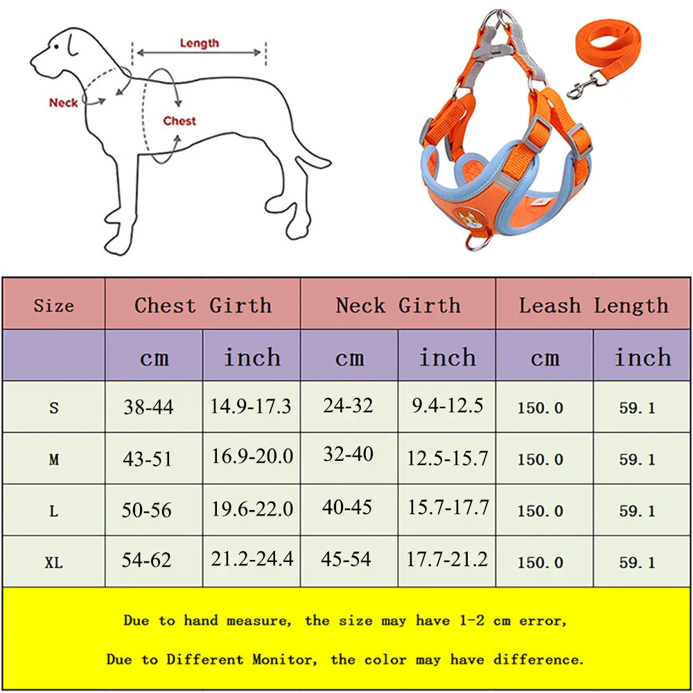 Reflective Dog & Cat Harness with Leash – Adjustable No-Pull Vest