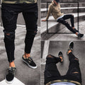 Men's Black Ripped Skinny Stretch Jeans