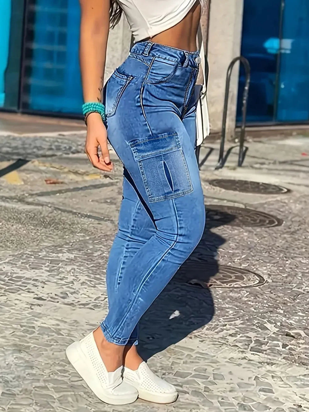 Stretch Skinny Jeans with Pockets
