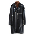 Women's Oversized Long Faux-Leather Biker Jacket