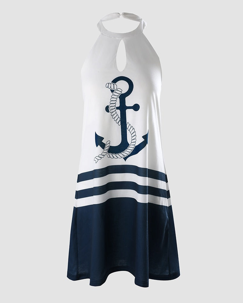 Sleeveless Printed V-Neck Midi Dress