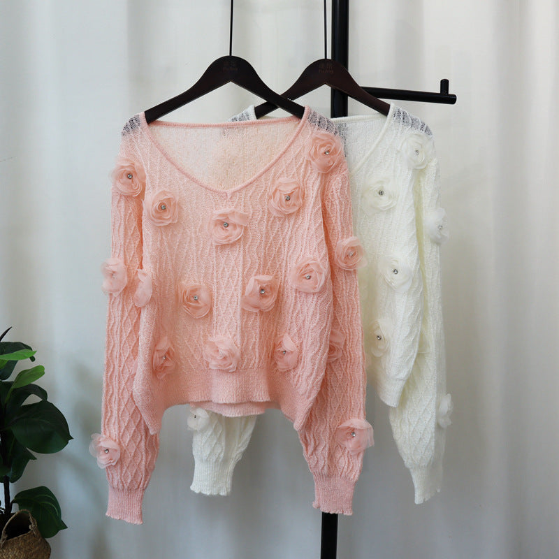 Floral V-Neck Sweater
