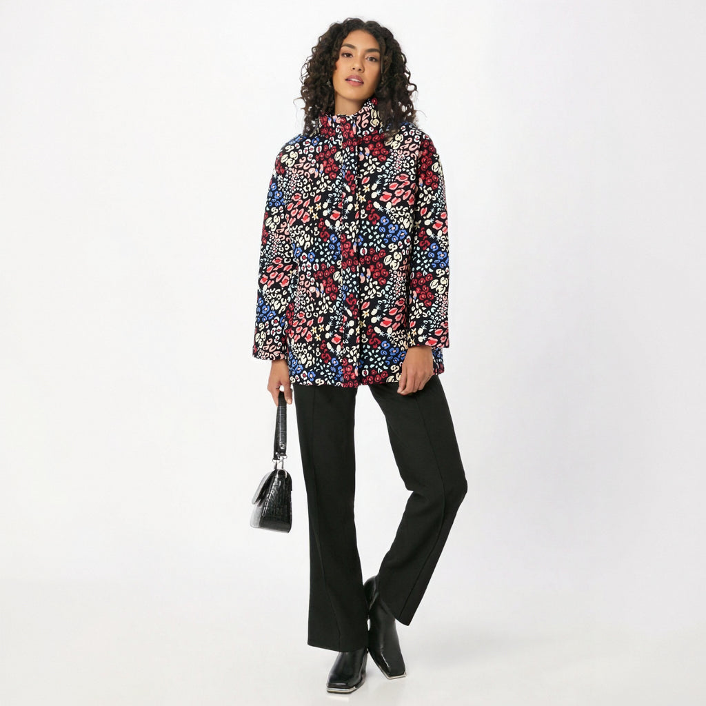 Women's Plus Size Printed Stand-Collar Jacket
