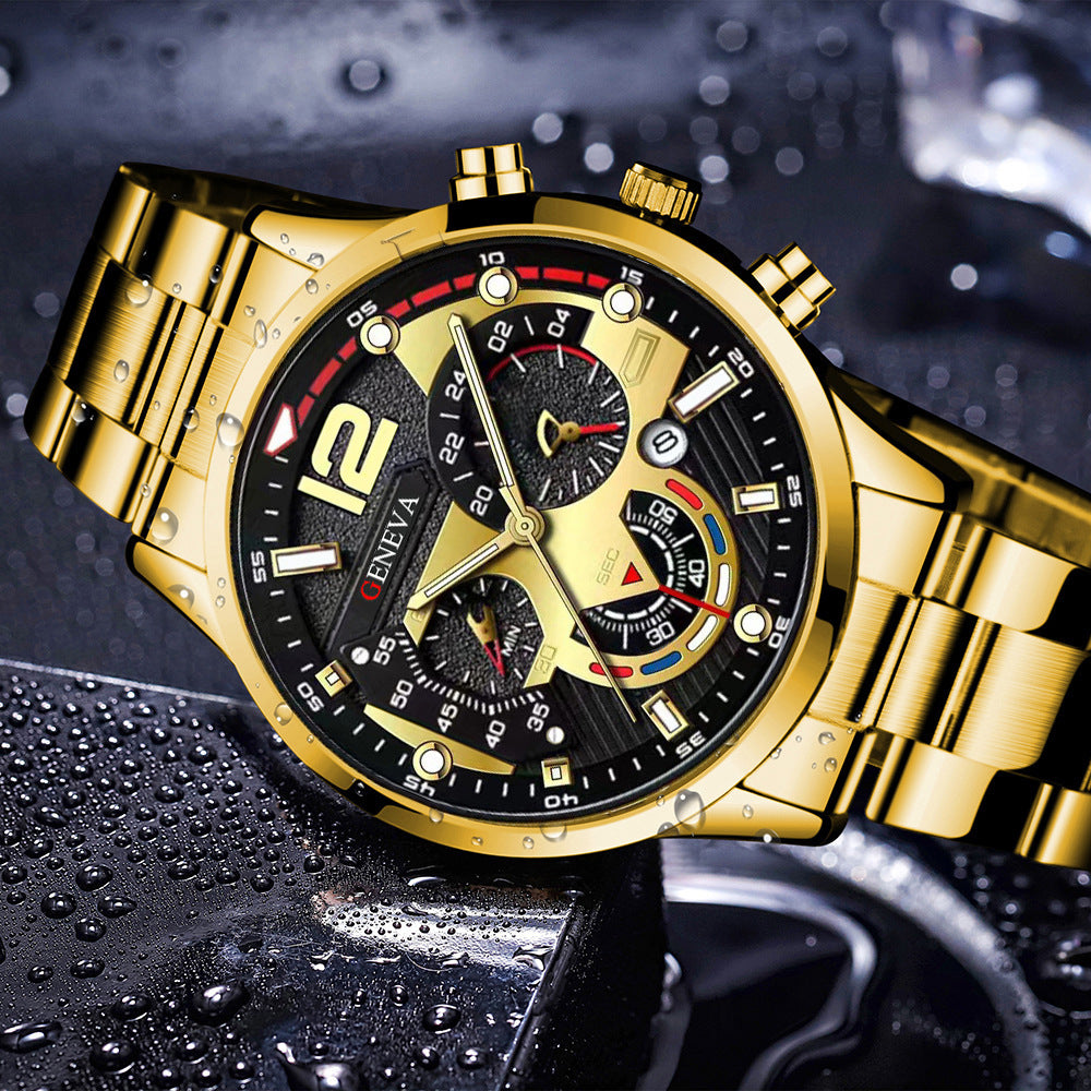 Men's Watch, Cross Necklace & Bracelet Set
