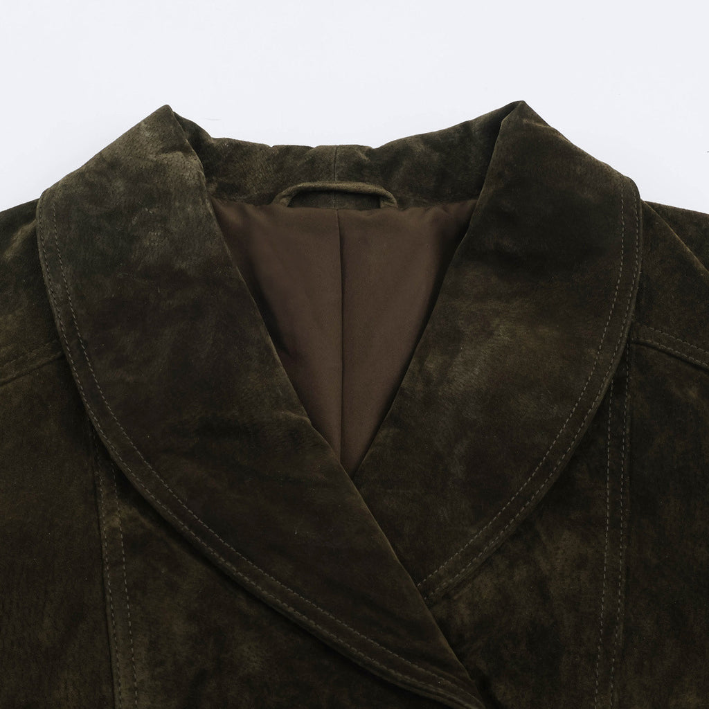 Olive Green Rope-Tie Collar Jacket