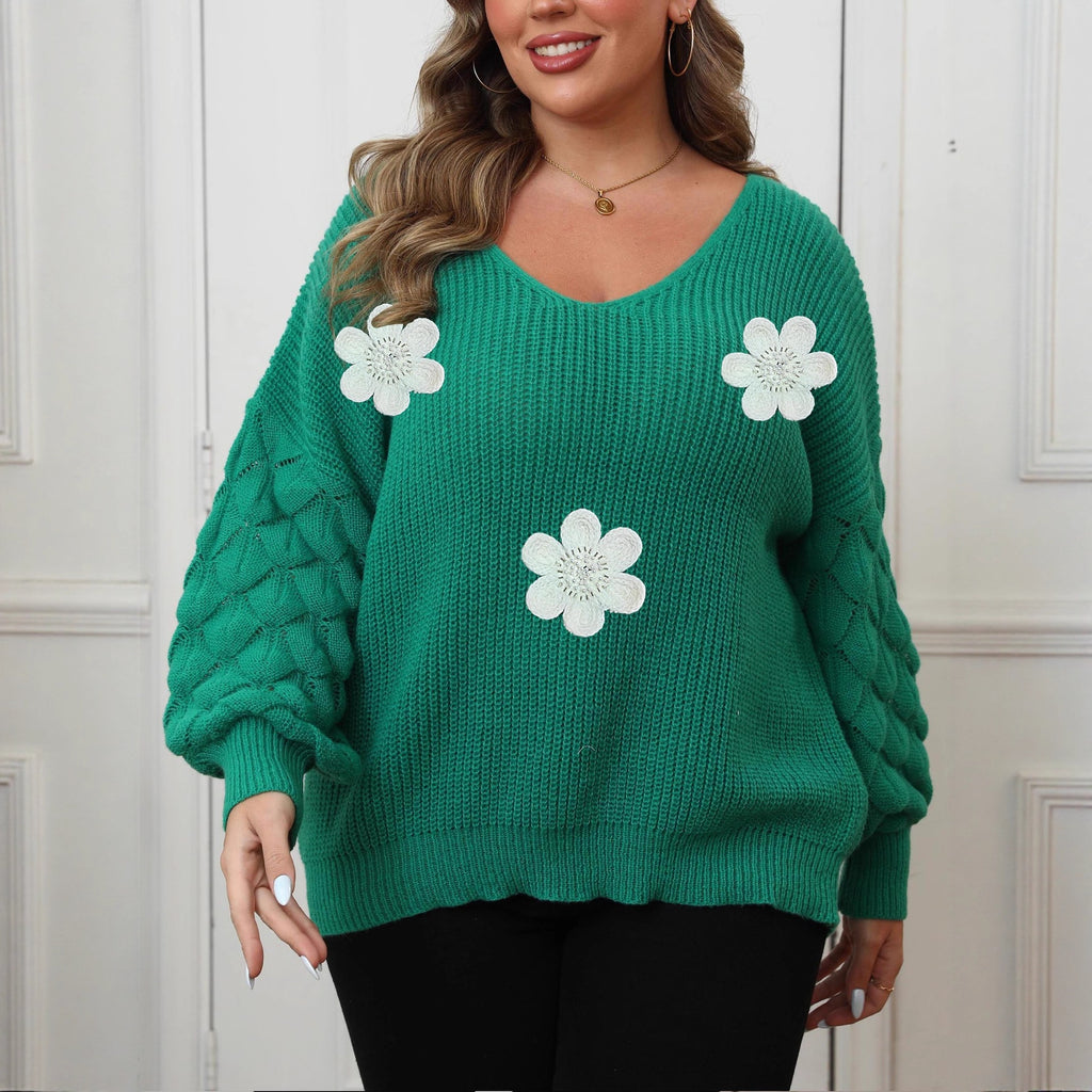 Women's Plus Size Textured-Sleeve Sweater
