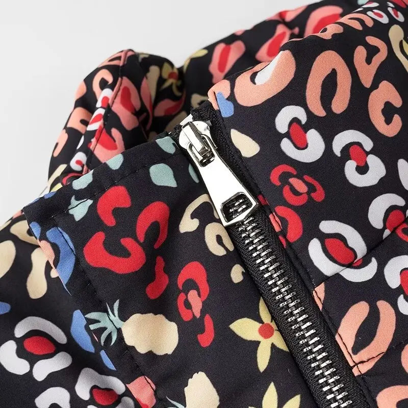 Women's Plus Size Printed Stand-Collar Jacket