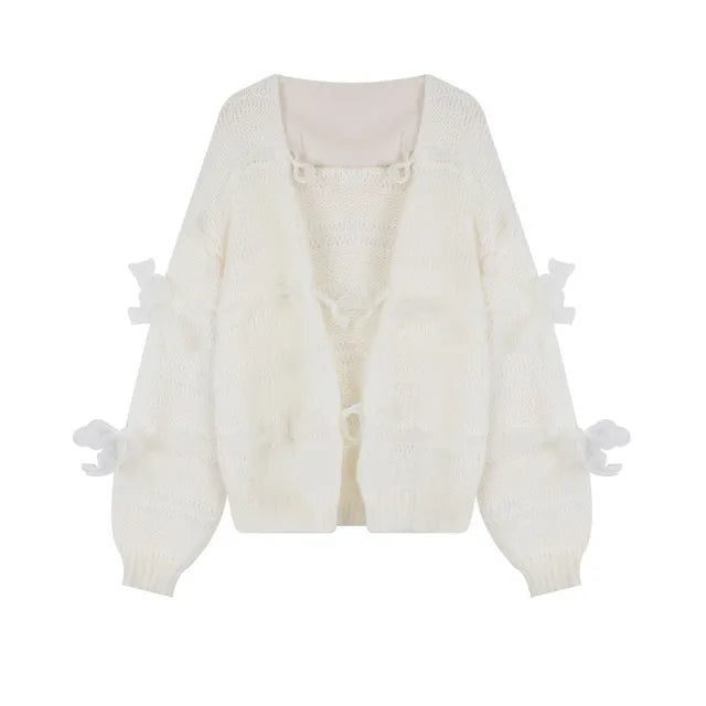 Oversized Bow-Detail Mohair Cardigan