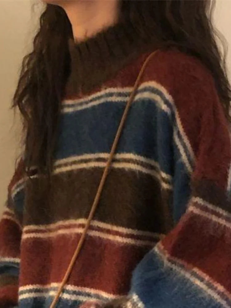 Women's Harajuku Striped Knit Sweater