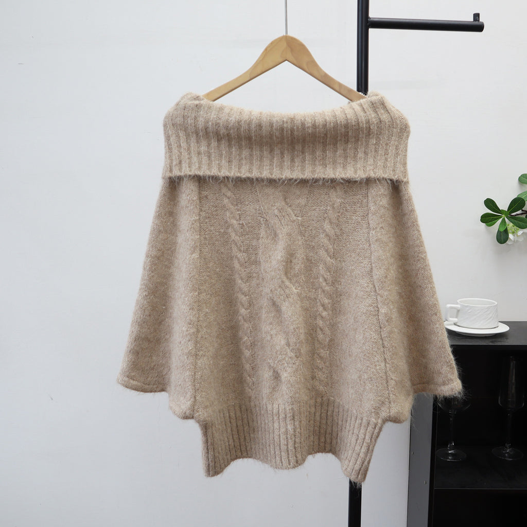 Cable-Knit Cape Sweater