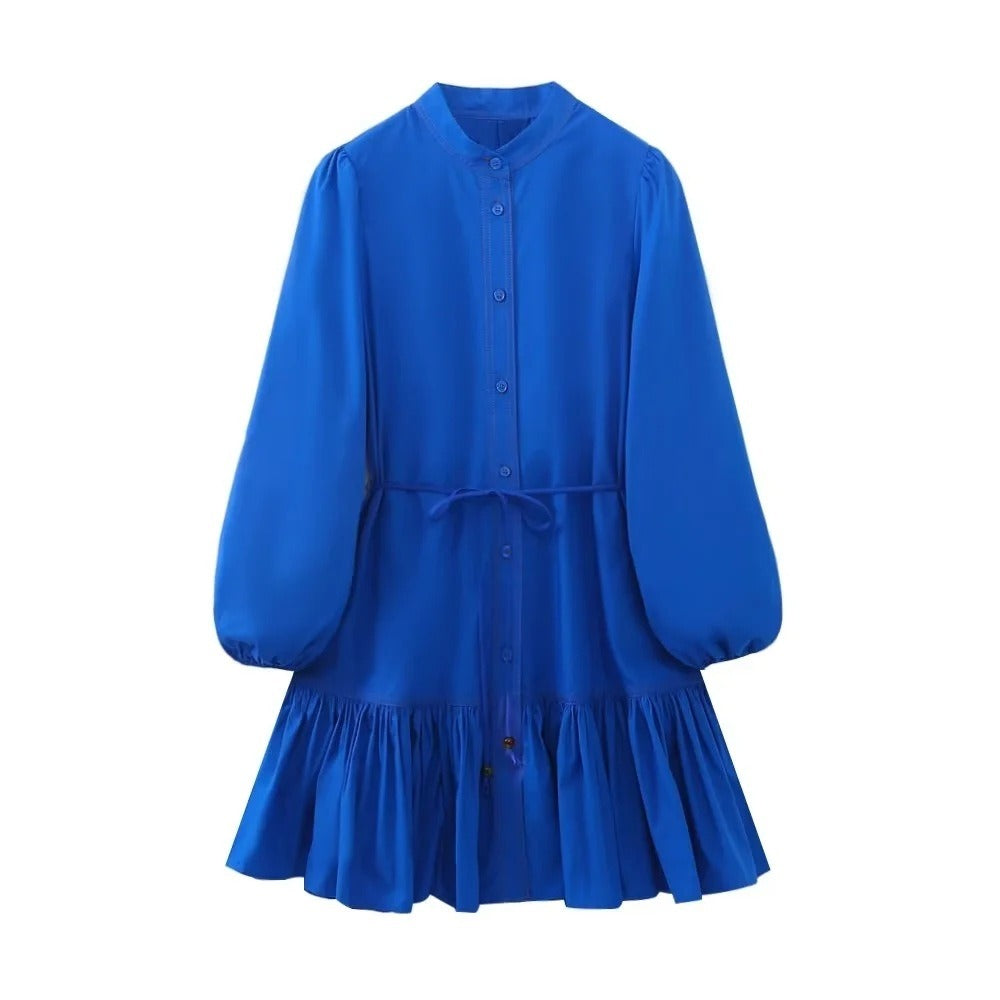 Button-Front Layered-Look Short Dress