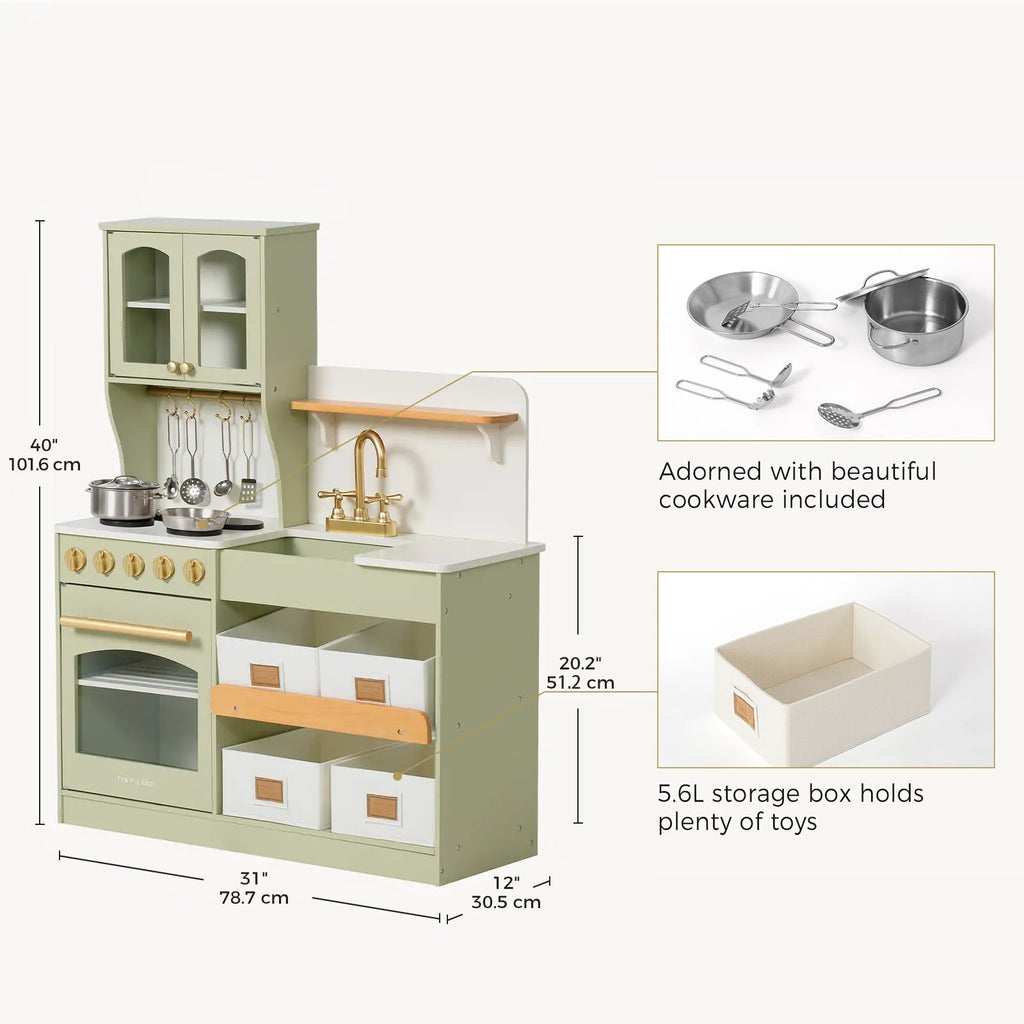 Tiny Land Wooden Play Kitchen with Storage