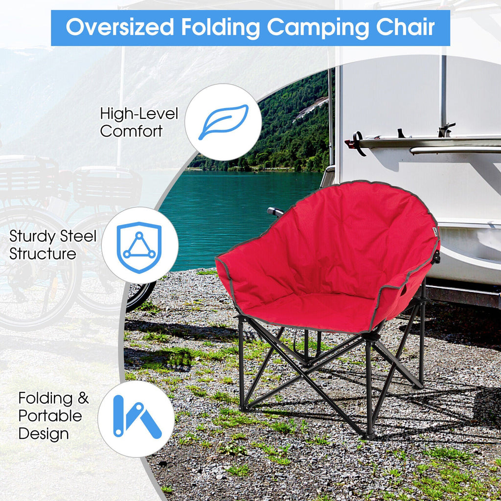 Padded Folding Moon Camping Chair with Carry Bag