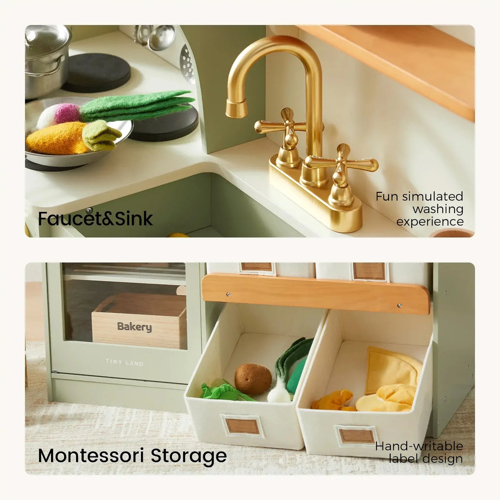 Tiny Land Wooden Play Kitchen with Storage
